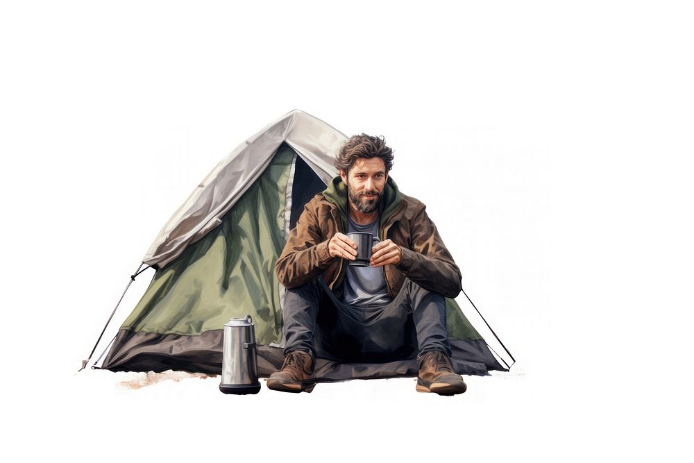 Camping tent outdoors sitting. AI generated Image by rawpixel.