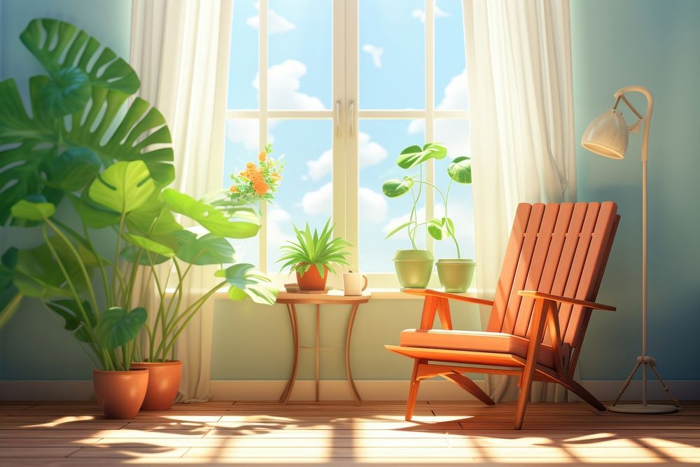Windowsill furniture sunlight chair. AI generated Image by rawpixel.