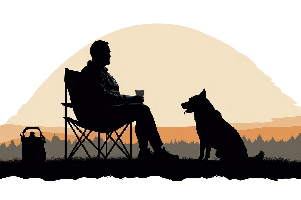 Silhouette sitting chair dog. AI generated Image by rawpixel.