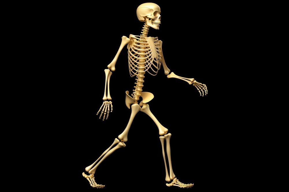 Skeleton adult human black background. AI generated Image by rawpixel.