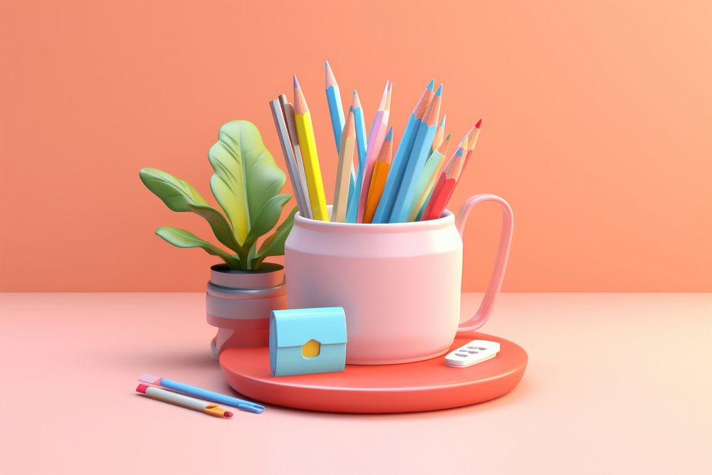 Furniture beverage pencil coffee. AI generated Image by rawpixel.