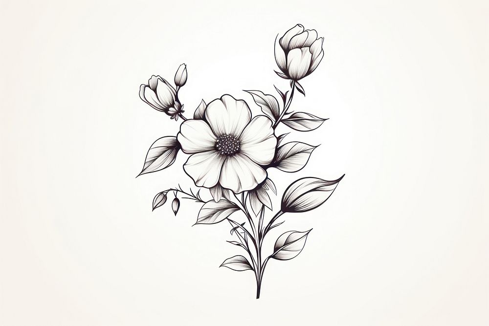 Pattern drawing flower sketch. AI generated Image by rawpixel.