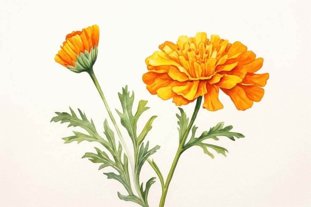 Flower marigold petal plant. AI generated Image by rawpixel.