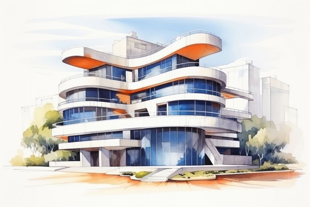 Architecture building drawing sketch. AI generated Image by rawpixel.