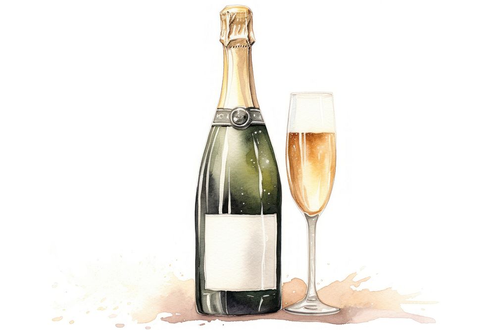 Bottle champagne glass drink. AI generated Image by rawpixel.