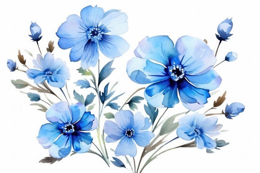 Flower pattern plant blue. AI generated Image by rawpixel.