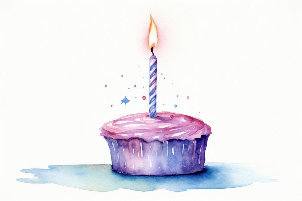 Candle birthday dessert cupcake. AI generated Image by rawpixel.