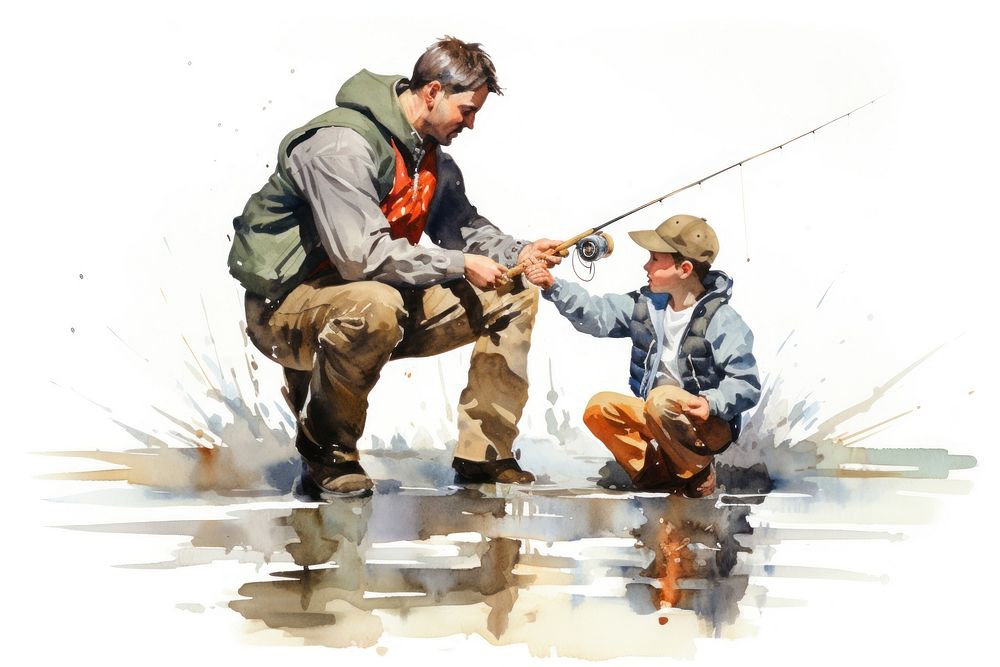 Fishing outdoors adult water. AI generated Image by rawpixel.