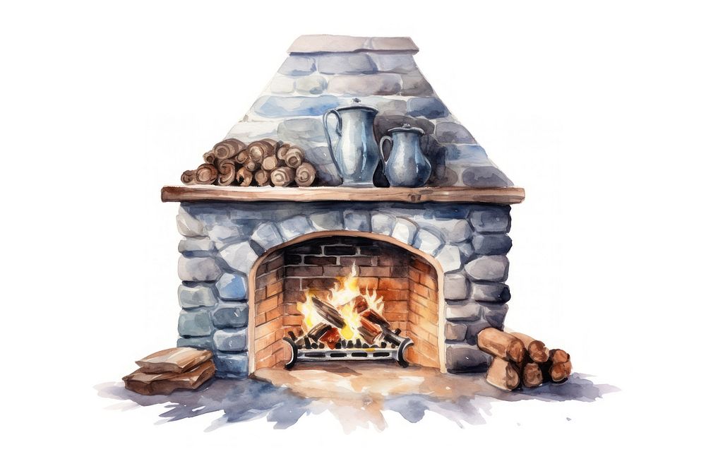Fireplace hearth architecture firewood. AI generated Image by rawpixel.