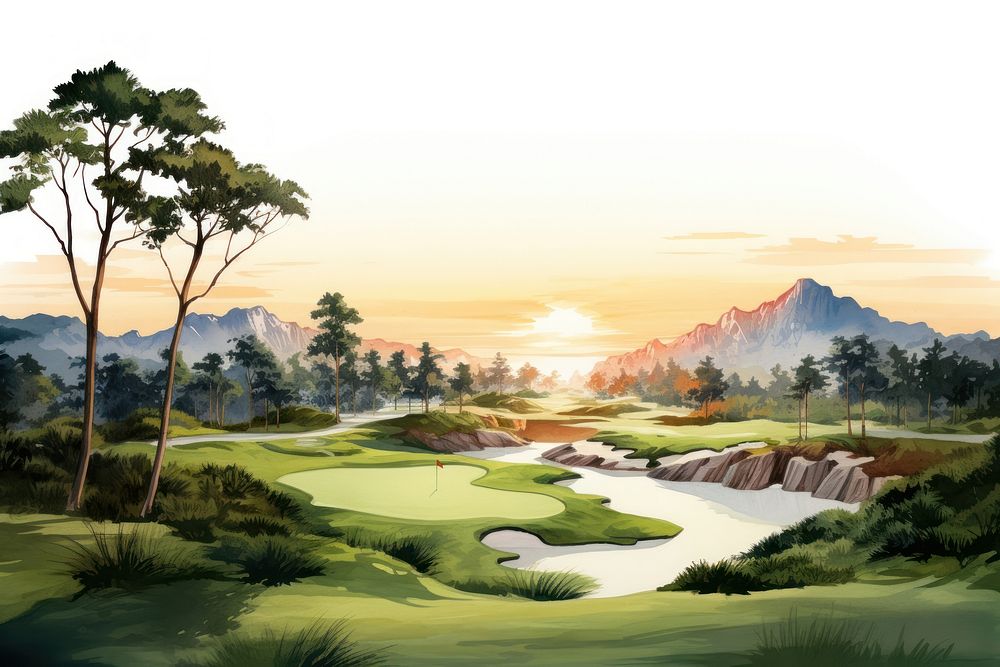 Golf landscape outdoors nature. AI generated Image by rawpixel.