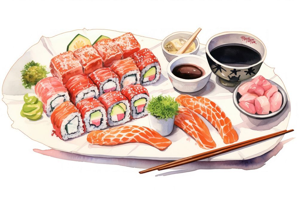 Food sushi plate meal. AI generated Image by rawpixel.