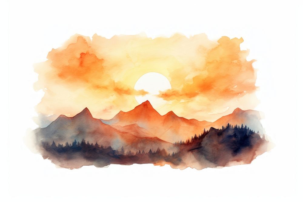 Mountain outdoors nature sunset. AI generated Image by rawpixel.