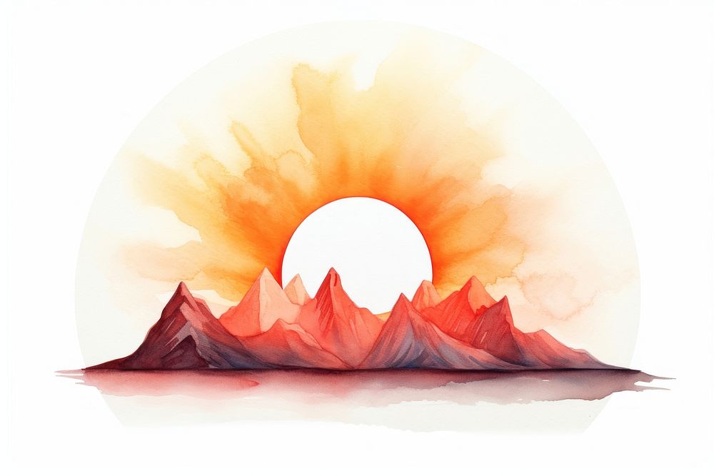 Mountain sun nature sunset. AI generated Image by rawpixel.