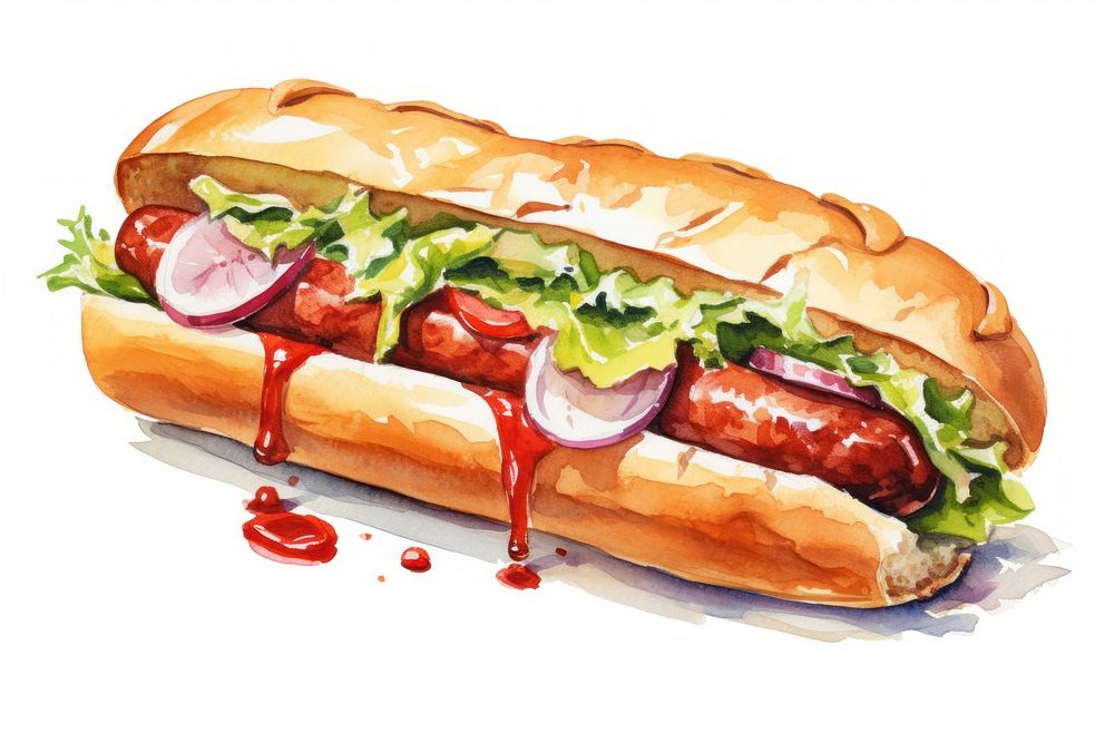 Sandwich sausage food condiment. 