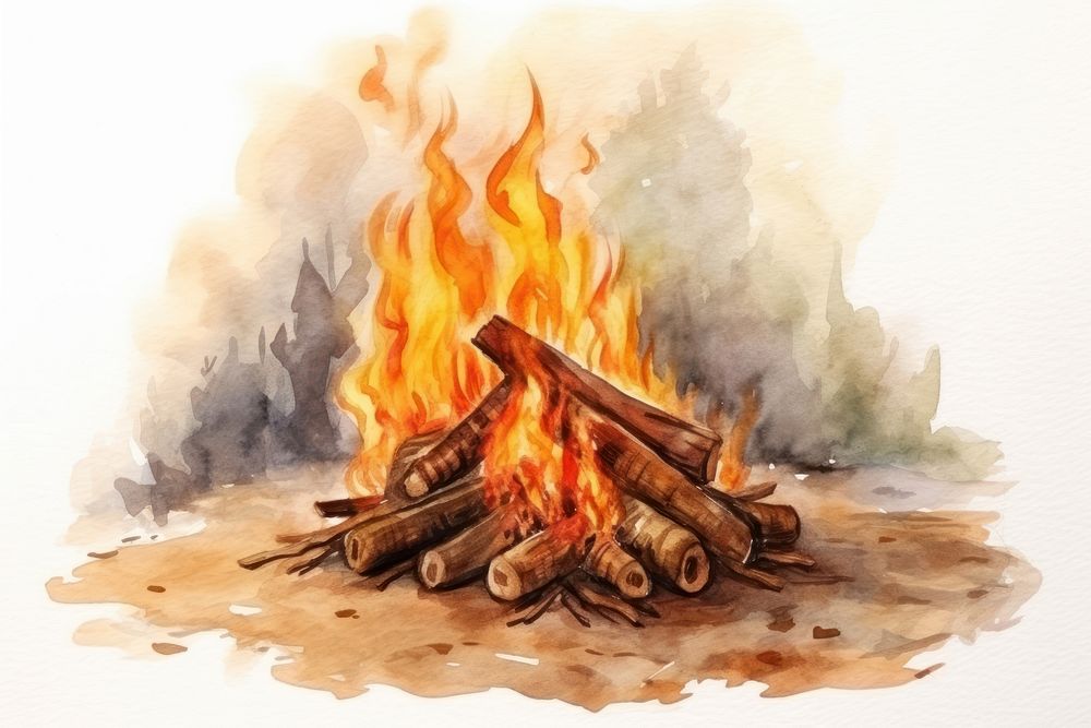Fire bonfire paper wood. AI generated Image by rawpixel.
