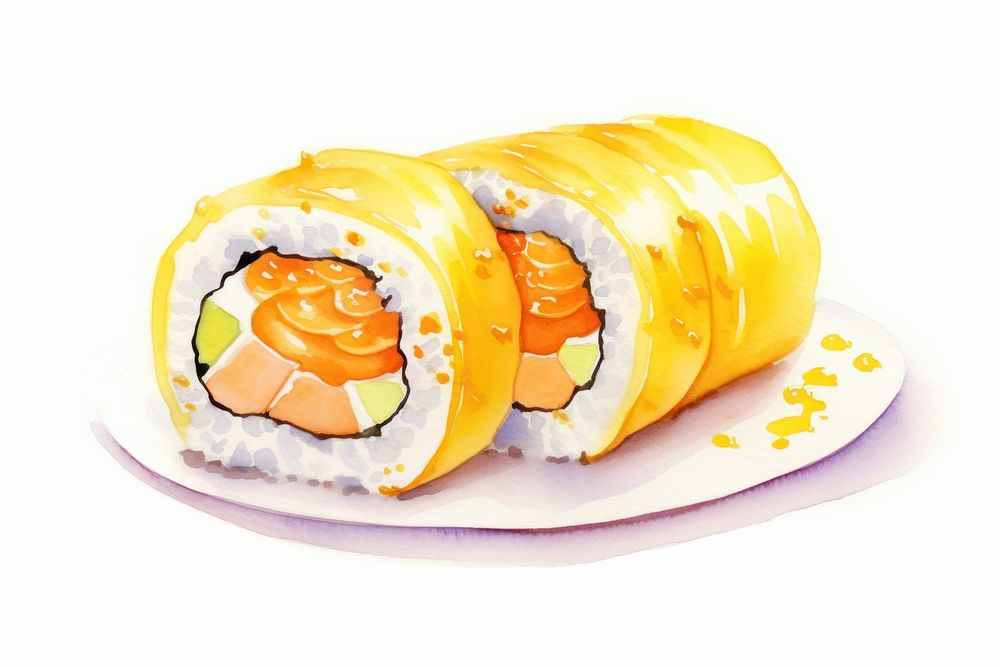 Sushi yellow plate food. AI generated Image by rawpixel.
