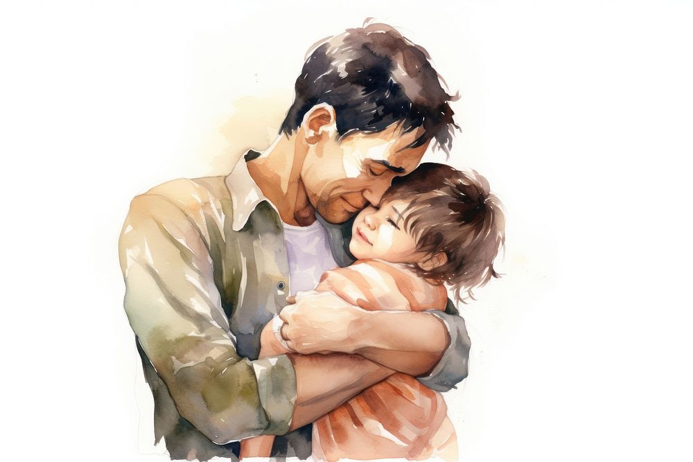 Portrait kissing hugging father. AI generated Image by rawpixel.