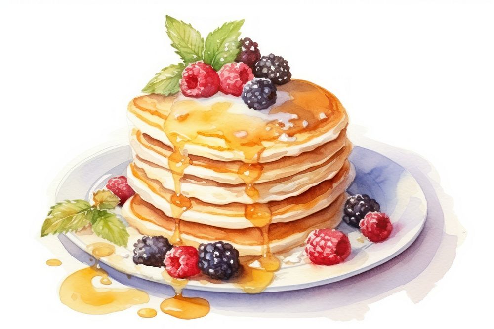 Breakfast pancake berry fruit. AI generated Image by rawpixel.