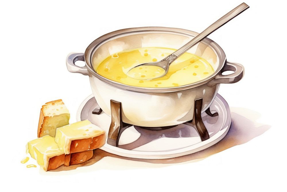 Fondue spoon dish food. 