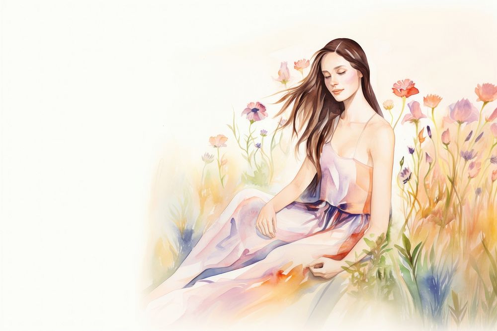 Painting portrait fashion flower. AI generated Image by rawpixel.