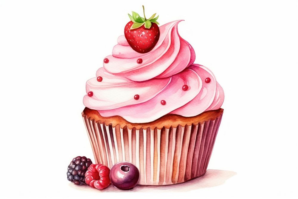 Cupcake raspberry dessert cream. AI generated Image by rawpixel.