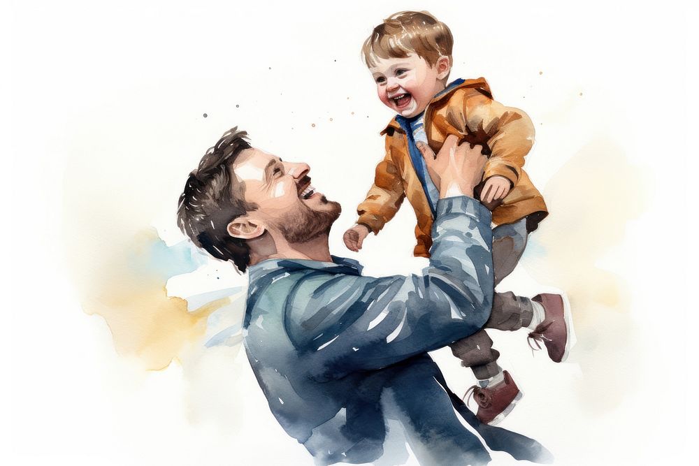 Portrait father baby togetherness. AI generated Image by rawpixel.