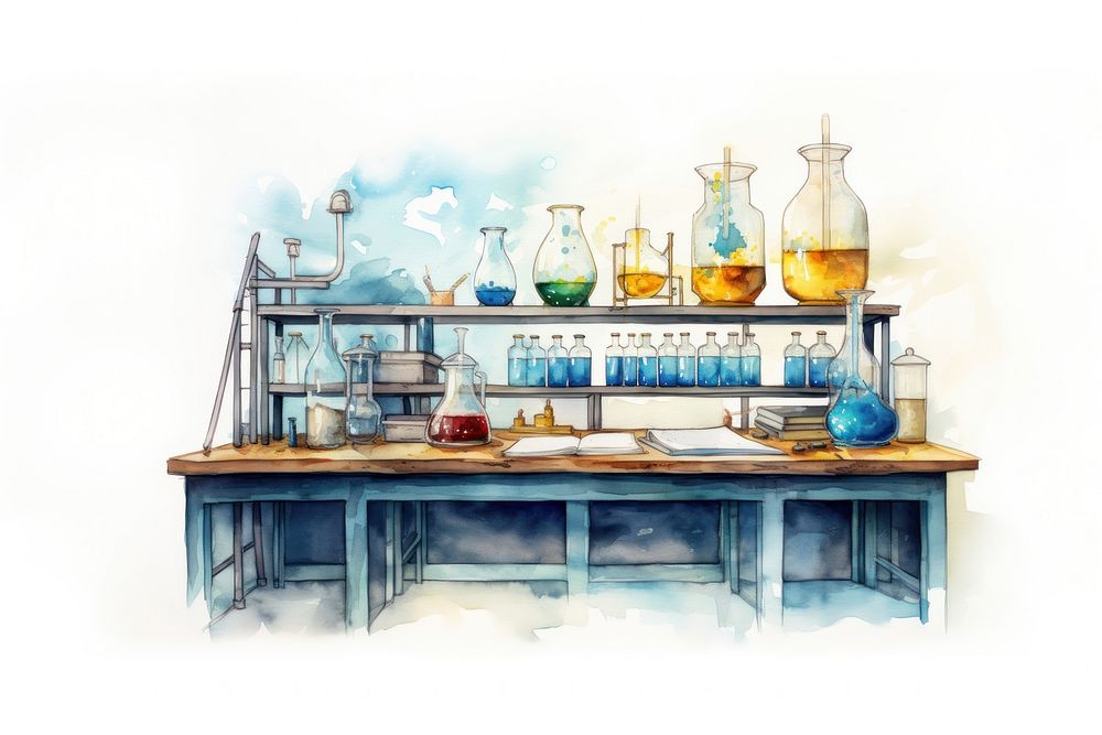 Table glass shelf lab. AI generated Image by rawpixel.