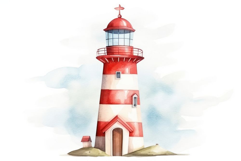 Architecture lighthouse building cartoon. AI generated Image by rawpixel.