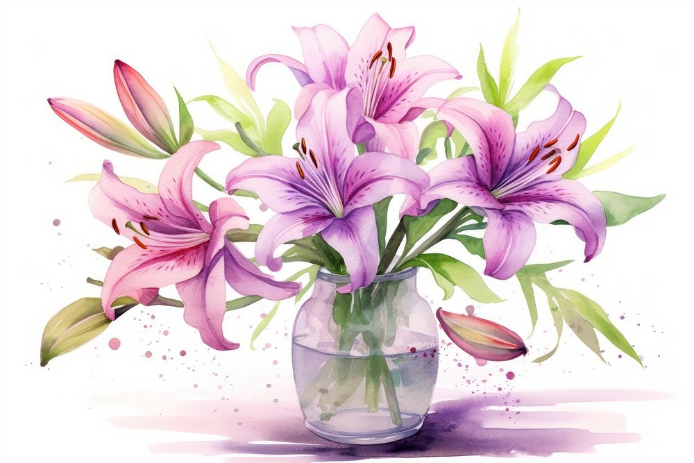 Flower lily plant vase. AI generated Image by rawpixel.