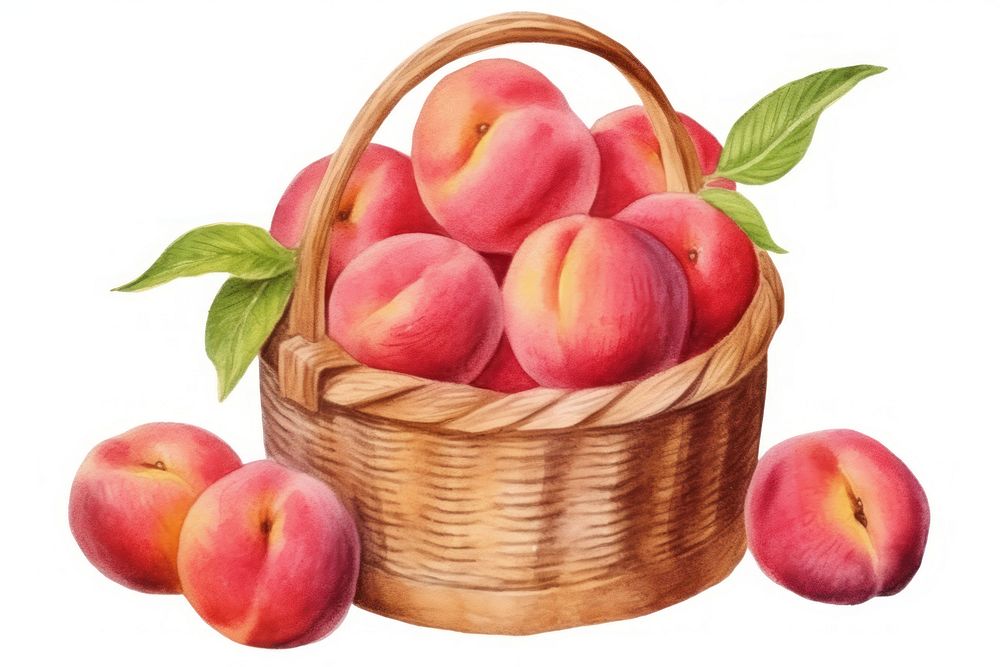 Peach basket apple fruit. AI generated Image by rawpixel.