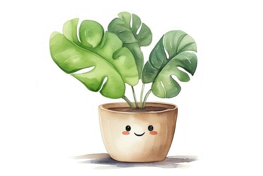 Plant cartoon leaf potted plant. AI generated Image by rawpixel.