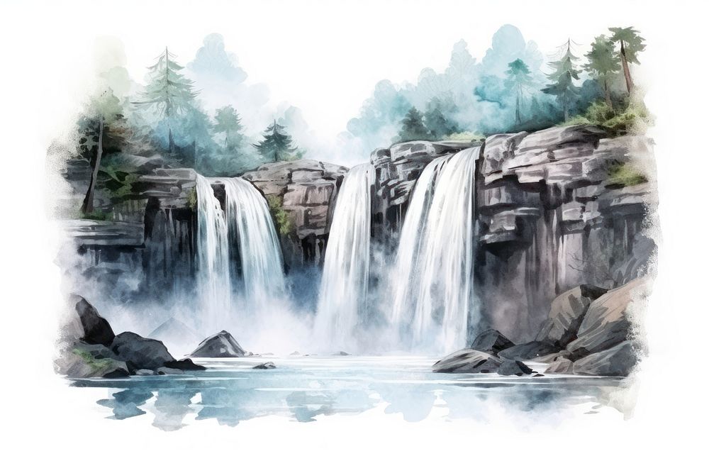 Waterfall outdoors nature watercourse. AI generated Image by rawpixel.
