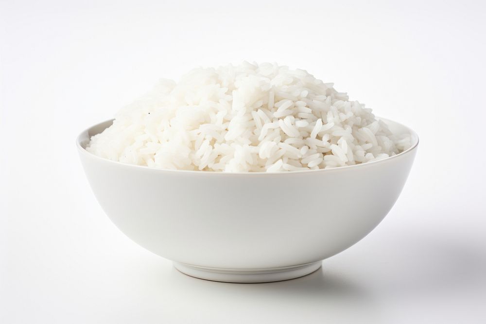 Rice white food white background. 