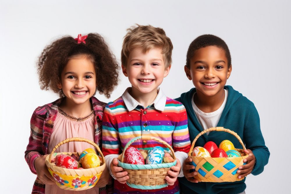 Holding basket easter child. AI generated Image by rawpixel.