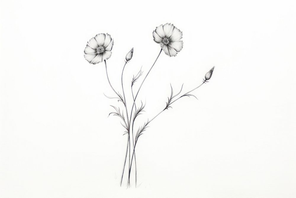 Flower sketch drawing plant. AI generated Image by rawpixel.