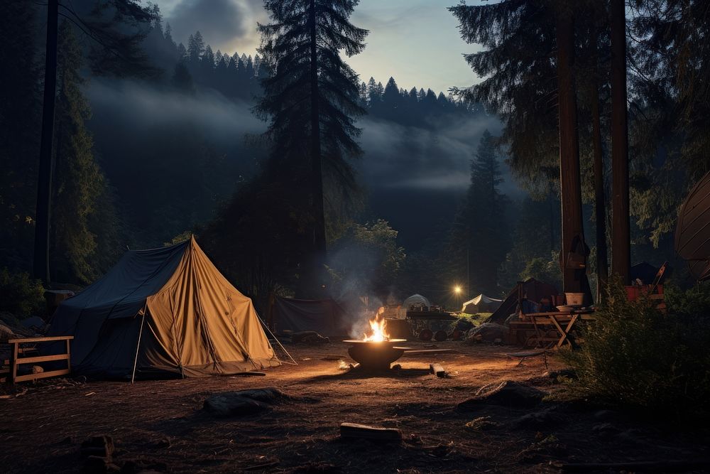 Landscape outdoors camping bonfire. AI generated Image by rawpixel.