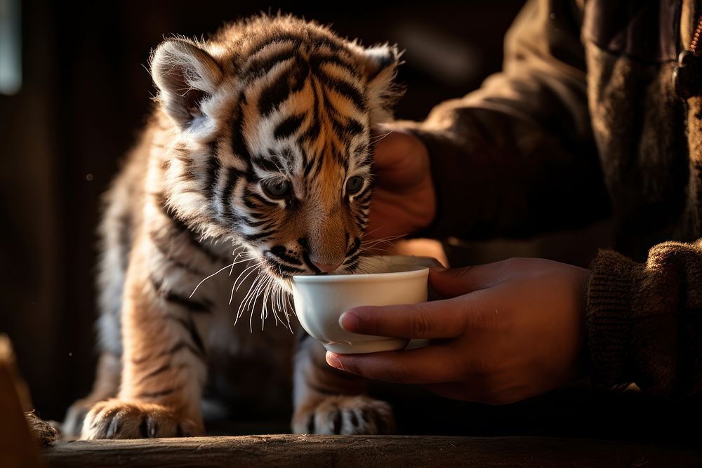 Tiger wildlife feeding animal. AI generated Image by rawpixel.