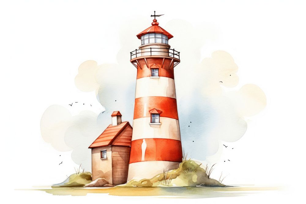 Architecture lighthouse building cartoon. AI generated Image by rawpixel.