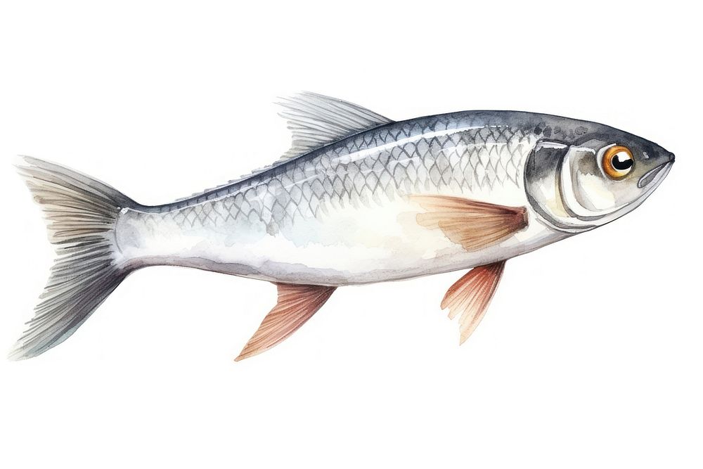 Fish seafood animal white background. AI generated Image by rawpixel.