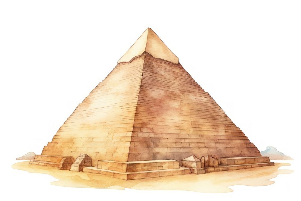 Pyramid architecture white background archaeology. AI generated Image by rawpixel.