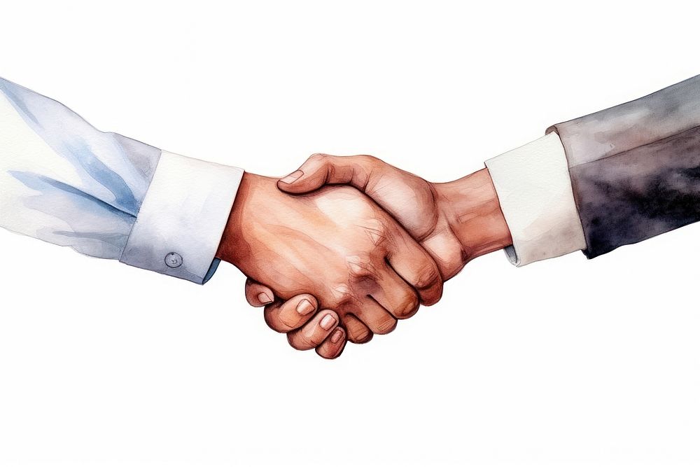 Hand handshake white background cooperation. AI generated Image by rawpixel.