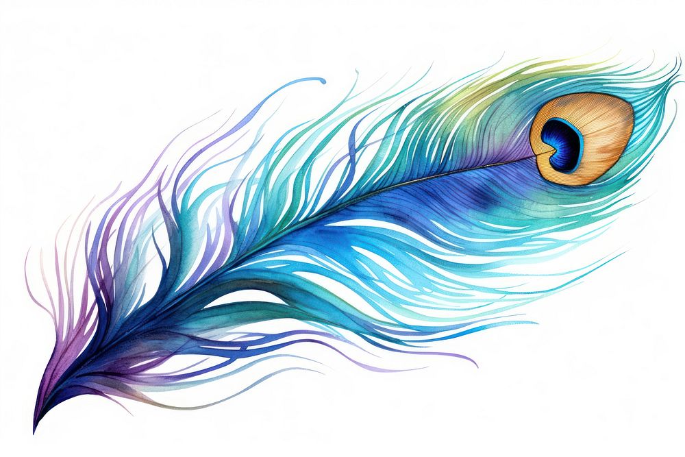 Peacock feather drawing pattern. AI | Free Photo - rawpixel