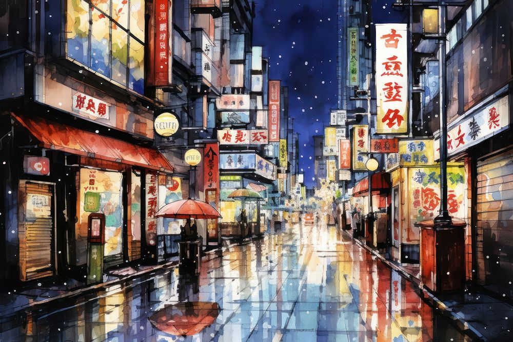 Street night architecture metropolis. AI generated Image by rawpixel.
