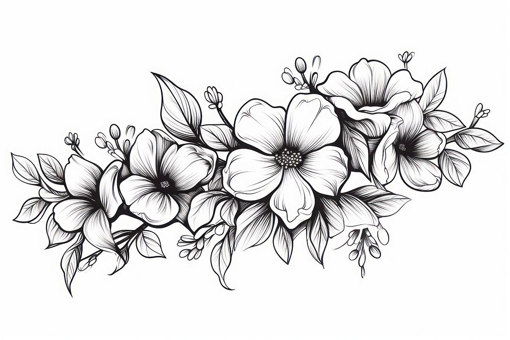 Flower pattern drawing sketch. AI generated Image by rawpixel.