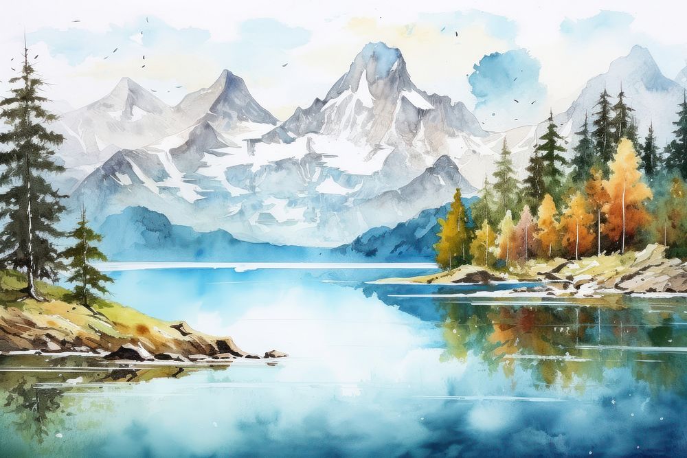 Lake wilderness landscape mountain. AI generated Image by rawpixel.