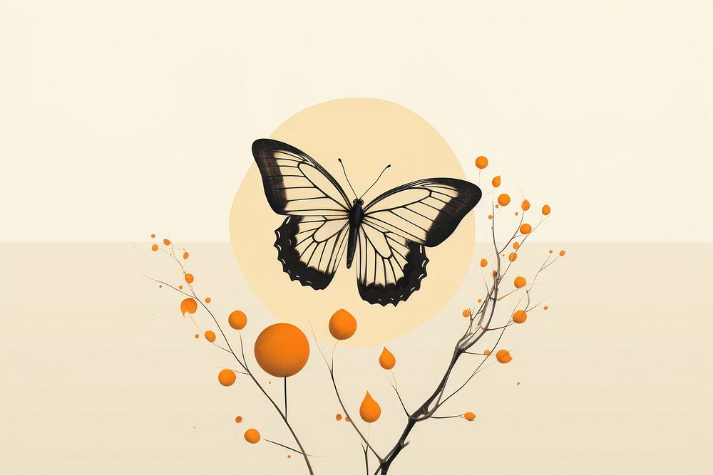 Butterfly insect animal plant. AI generated Image by rawpixel.