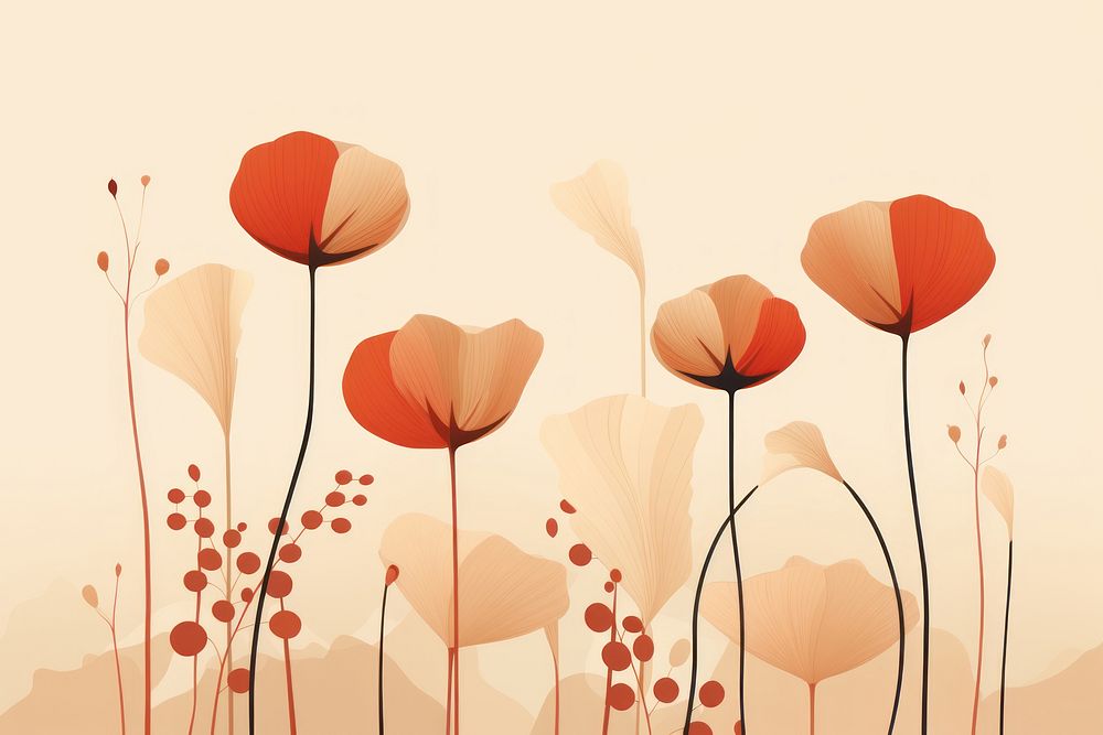 Pattern flower poppy plant. AI generated Image by rawpixel.