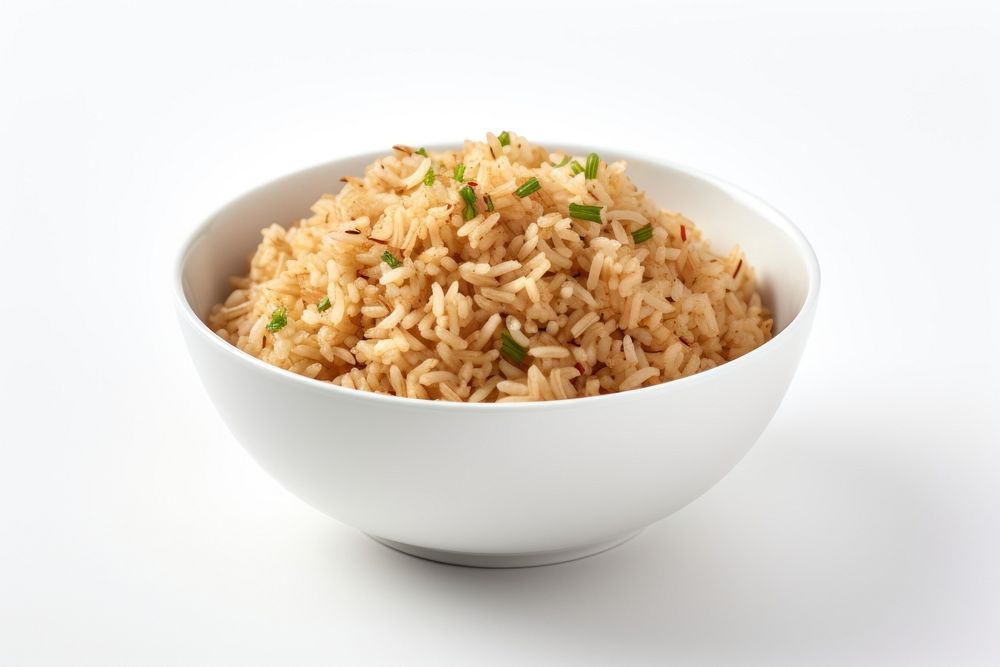 Rice food dish white background. AI generated Image by rawpixel.