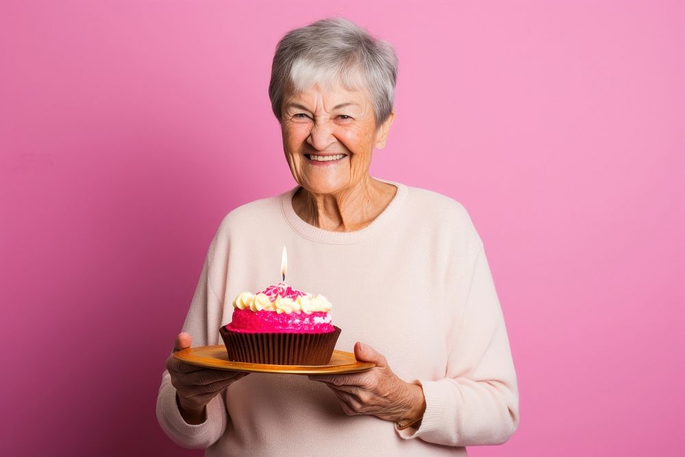 Smile cake dessert holding. 