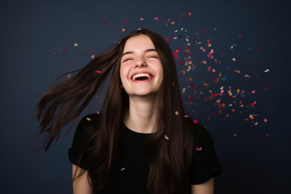 Smile laughing confetti adult. AI generated Image by rawpixel.
